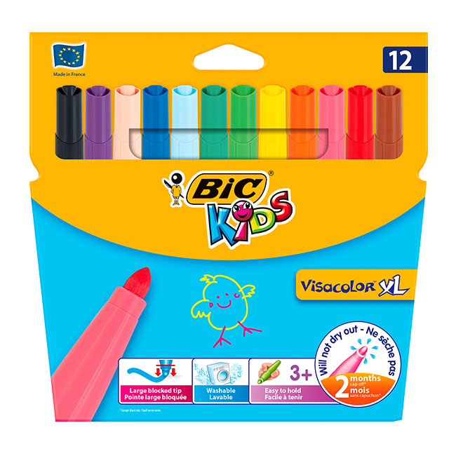 Boîte De 12 Feutres Visacolor XL – Große, Farbige Filzstifte, Abwaschbar & Belüftet