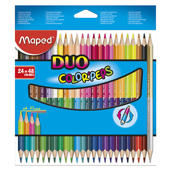 24 crayons de couleur MAPED Duo Color Peps 48 couleurs Chez Rentreediscount Fournitures scolaires