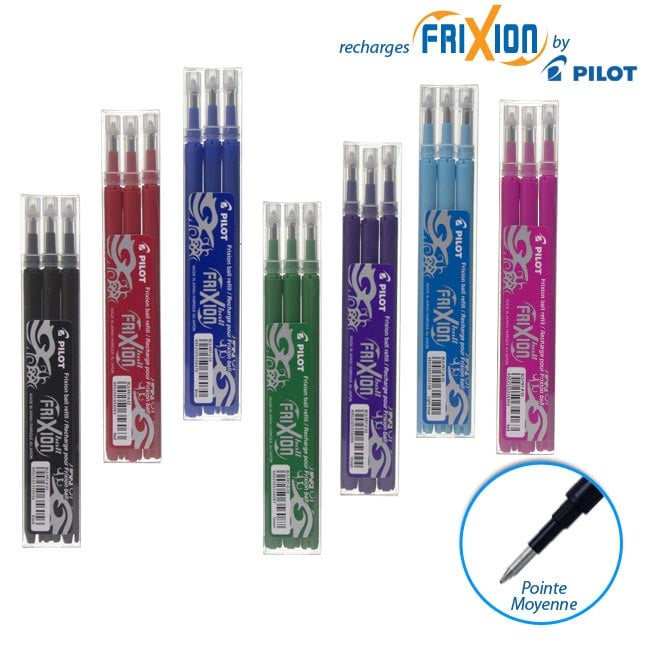 Recharges Pilot FriXion Ball 4 - Stylo 4 Couleurs, 0,5 Mm - Encre Thermosensible Effaçable