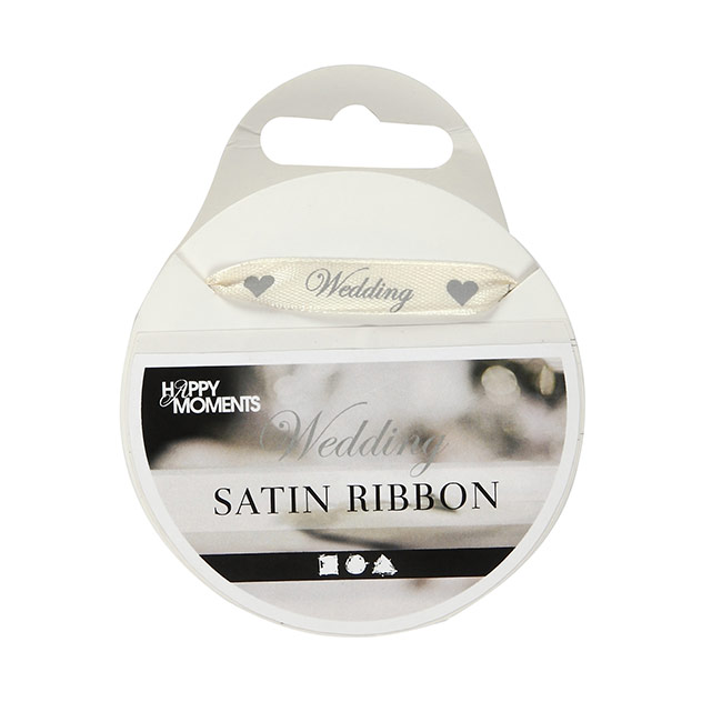 Ruban Satin Blanc 5m X 8mm Avec Texte Imprimé "OUI POUR LA VIE" - Neuf, Décoratif