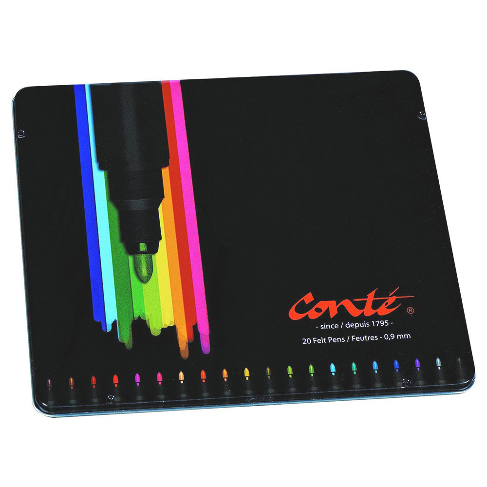 20 Feutres Conte Pointe Fine Boite Metal Chez Rentreediscount Fournitures Scolaires