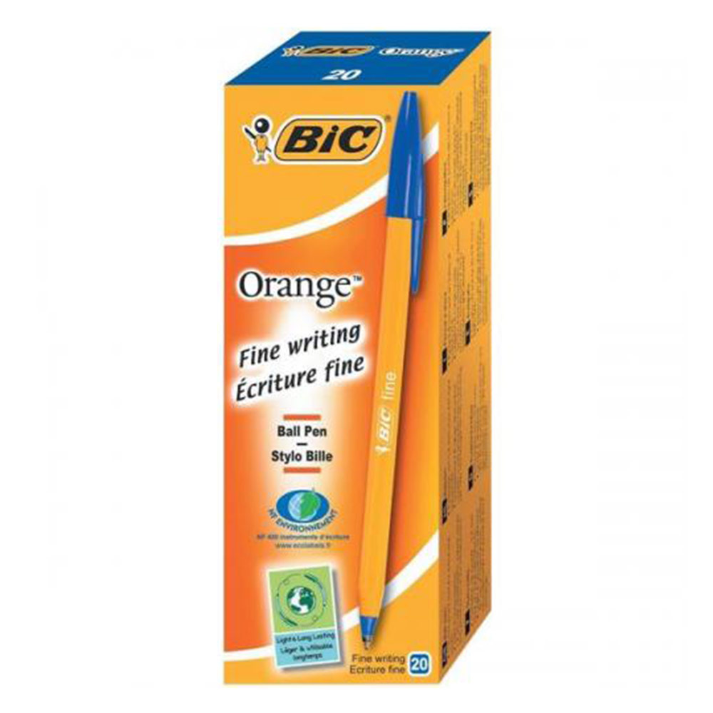 Boite de 20 stylos bille bleus BIC corps orange de BIC , Stylos bille