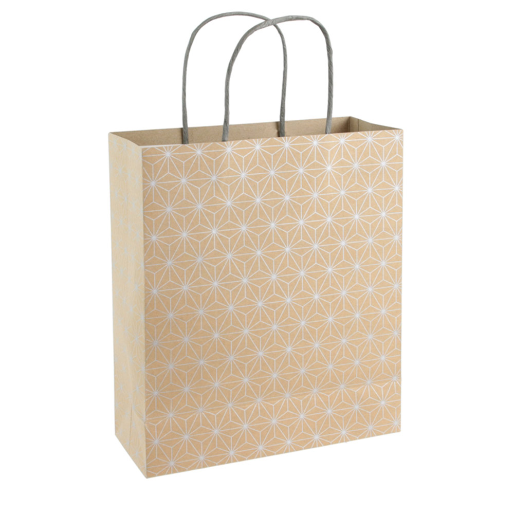 Sac cadeau kraft 23x28x10cm motif géométrique Noir Chez