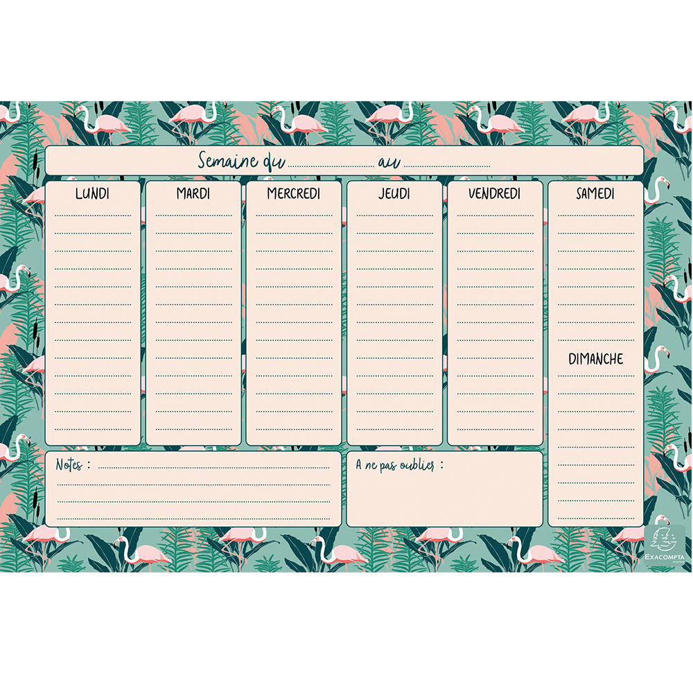 Bloc planning semainier EXACOMPTA Color Design Flamants Bloc planning semainier EXACOMPTA Color Design Flamants