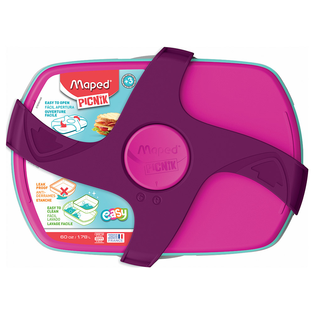MAPED Picnik Boîte à Déjeuner Enfant 1,7L Sans BPA - 3 Compartiments étanches, Ouverture Facile