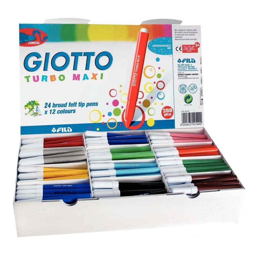 Feutres GIOTTO Turbo Maxi - 18 Feutres Pointe Large - Lavables Et Sécurisés
