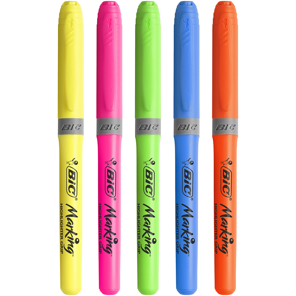 Pochette de 6 surligneurs BIC Highlighter grip Chez Rentreediscount