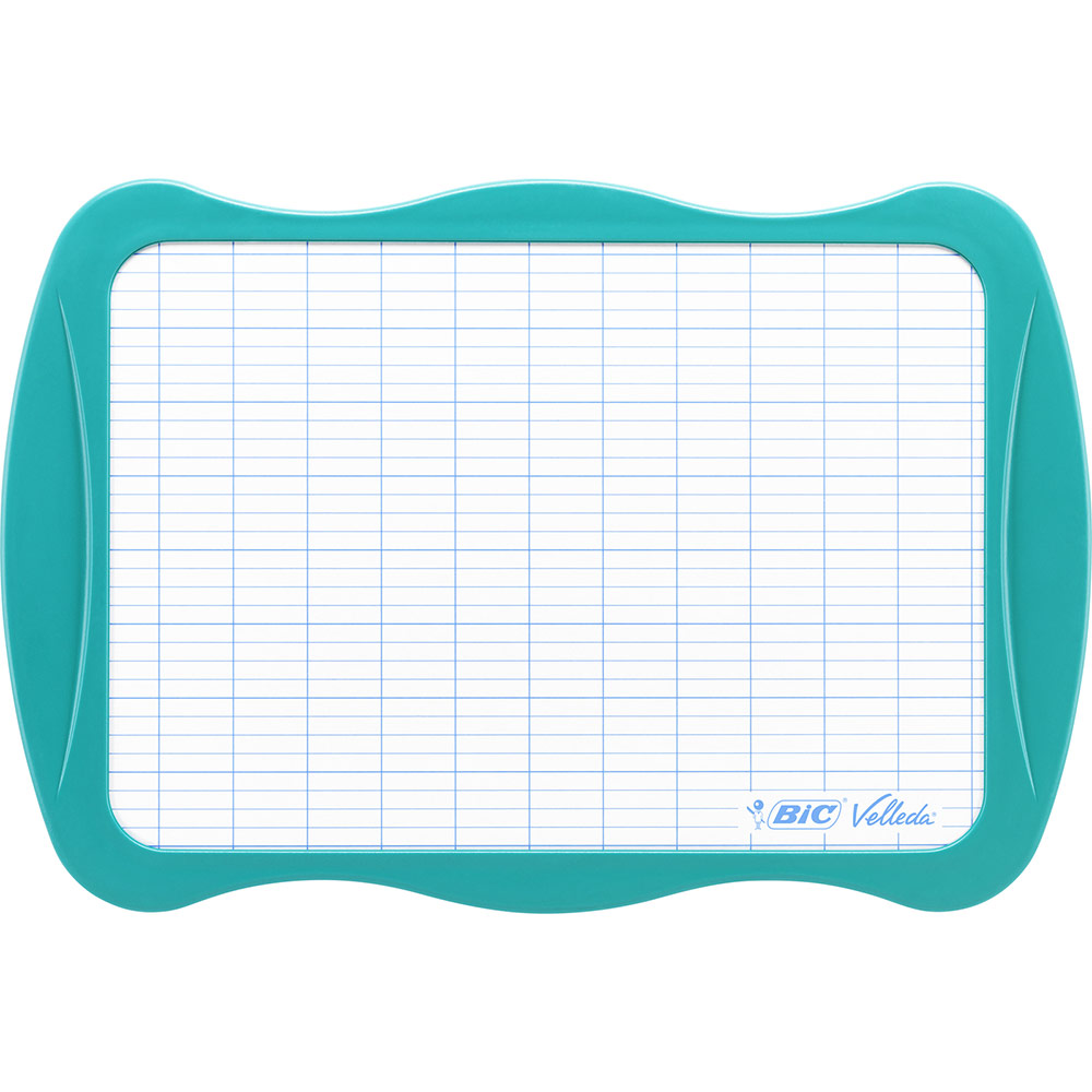 Ardoise blanche BIC Velleda ergonomique avec 1 feutre et 1 brosse bleu