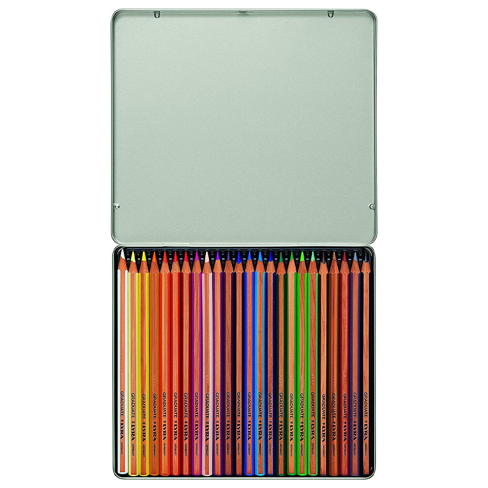 24 crayons de couleur LYRA Graduate boite métal Chez Rentreediscount