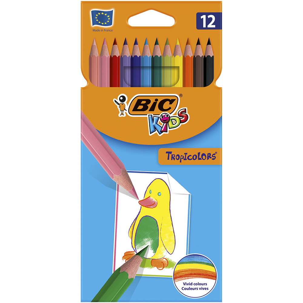 Bic Kids Pochette Crayon De Couleur Etui De 12 Crayons De