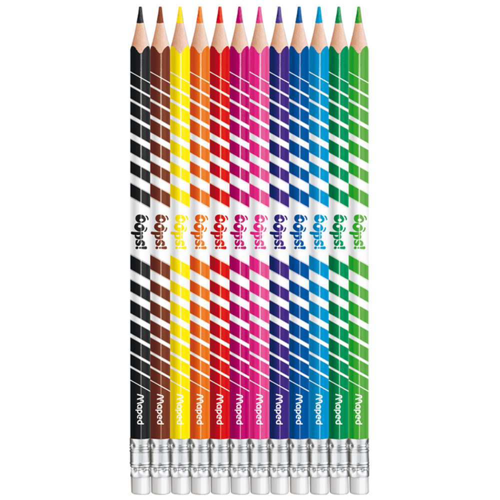 12 crayons de couleur MAPED Color'Peps Oops embout gomme Chez Rentreediscount Fournitures