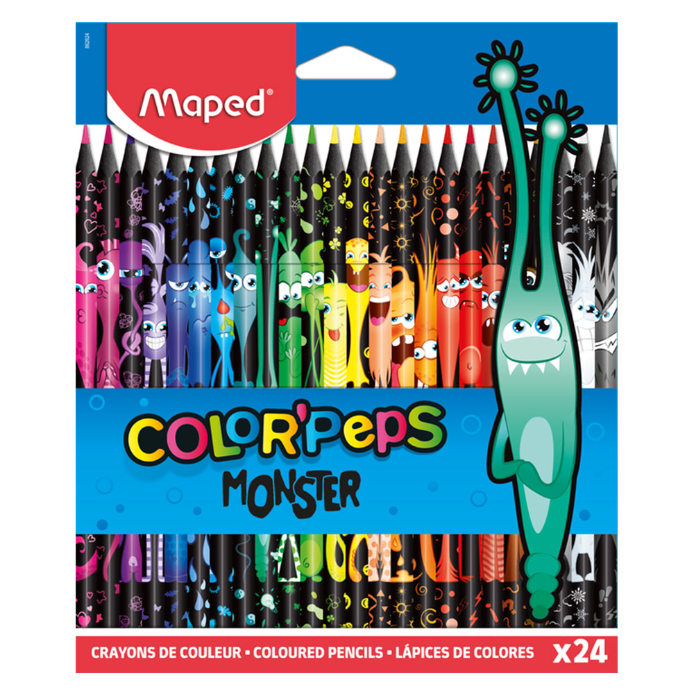 24 crayons de couleur MAPED Color'Peps Monster Chez Rentreediscount Fournitures scolaires