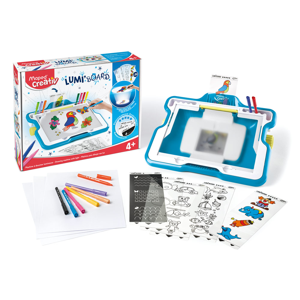 Maped Creativ Lumi Board - Machine Lumineuse Pour Apprendre à Dessiner Dès 4 Ans Avec 250 Modèles + Piles Duracell
