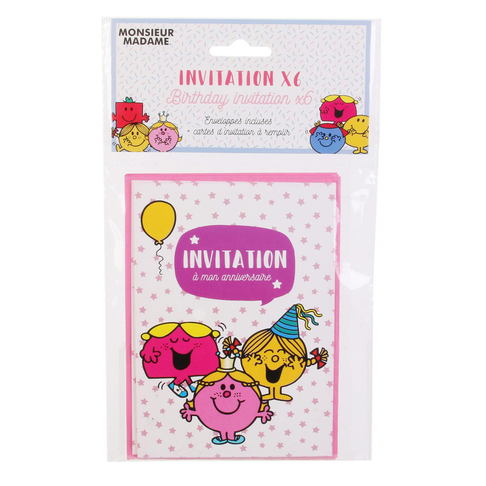 6 Cartes D Invitation Anniversaire Monsieur Madame Enveloppes Vert Chez Rentreediscount Loisirs Creatifs