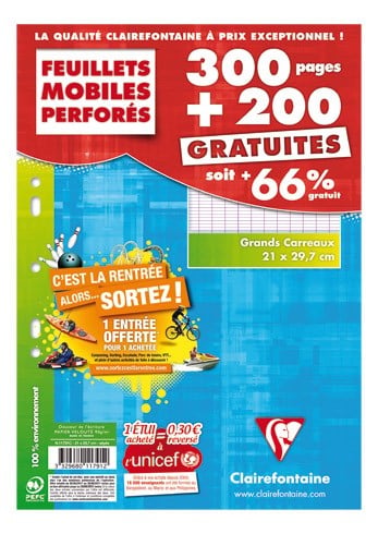 fourniture scolaire 500P Feuille mobile A4 perforer