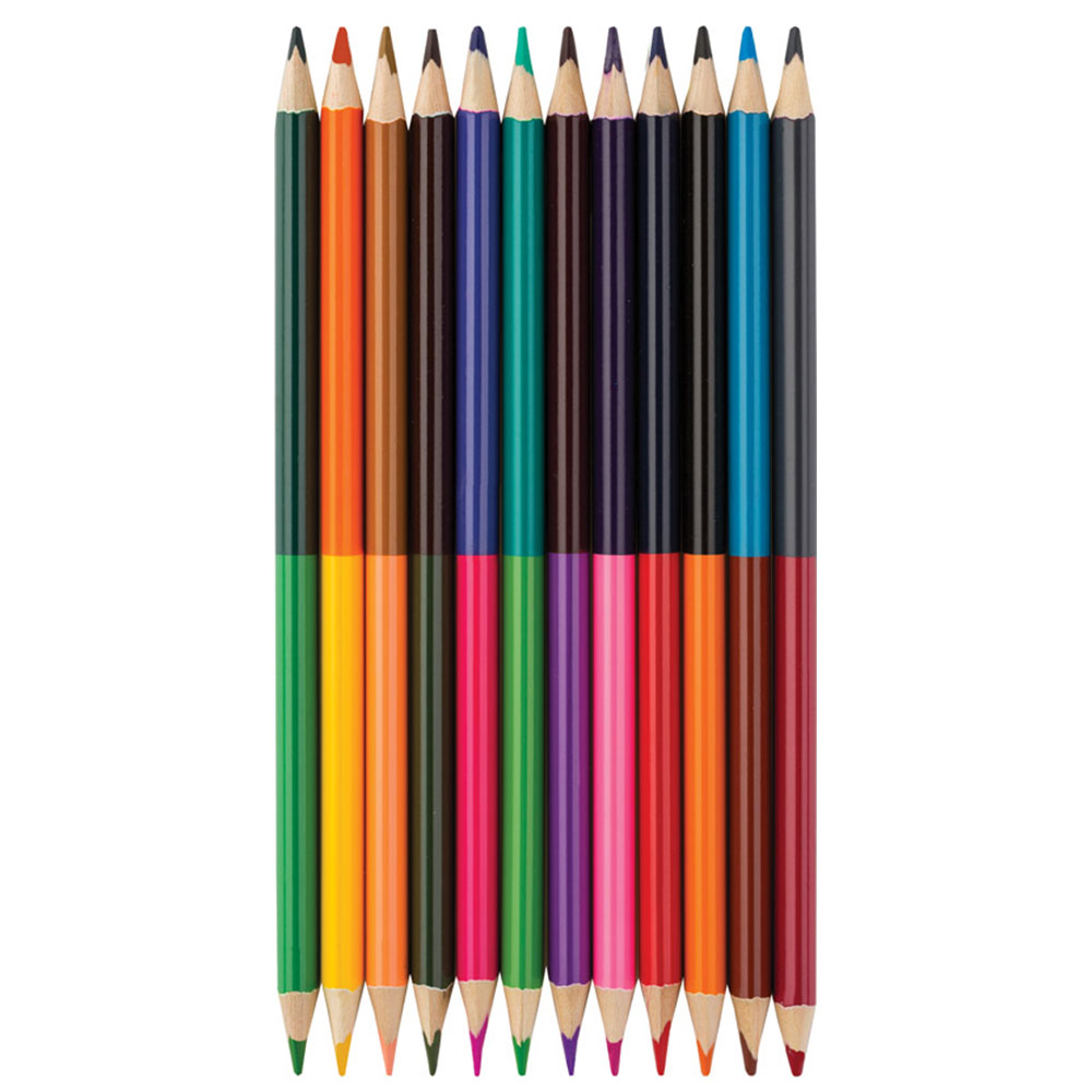 12 crayons de couleur bicolores 24 couleurs Chez Rentreediscount