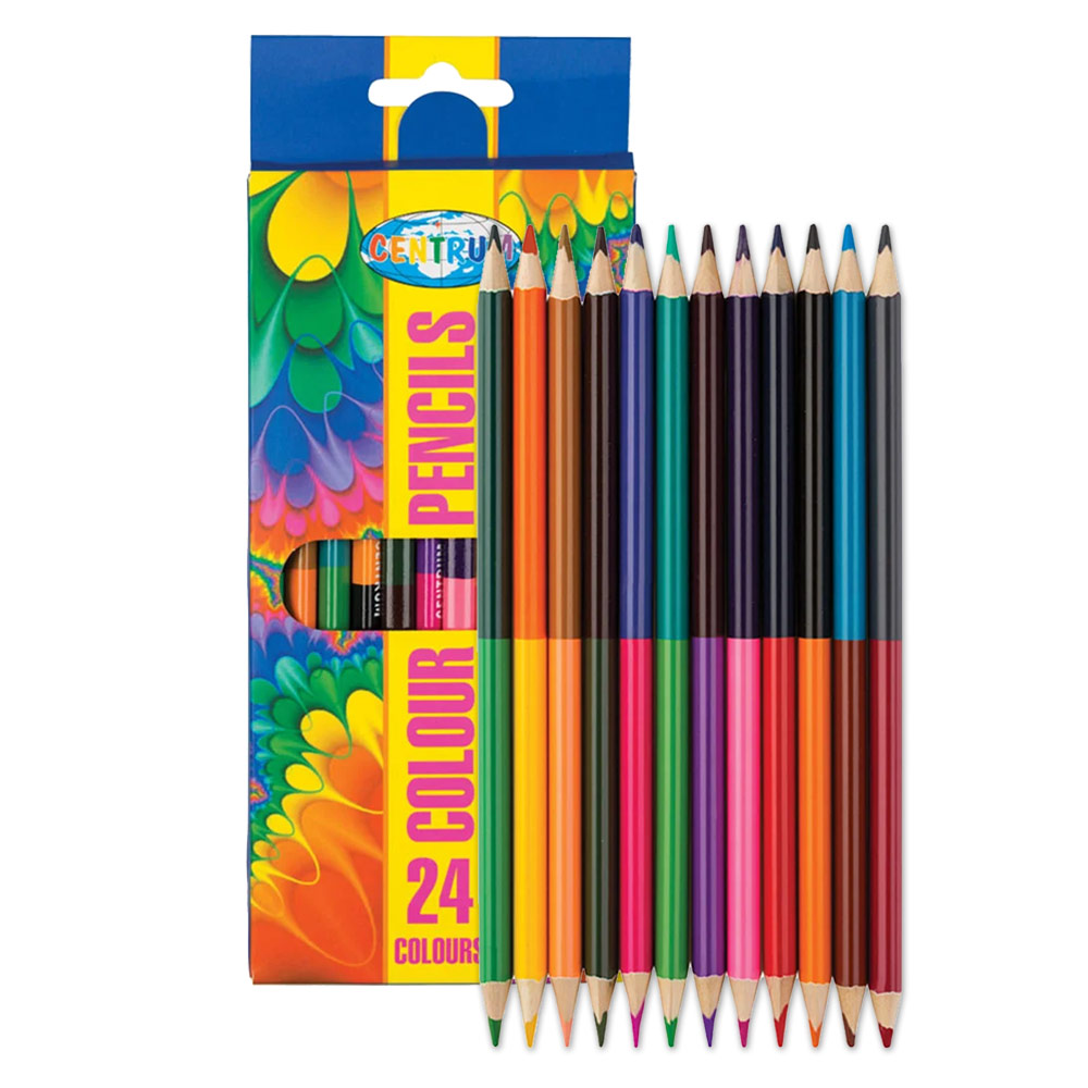 12 crayons de couleur bicolores 24 couleurs Chez Rentreediscount