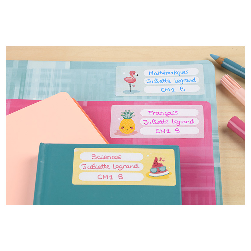 Étiquettes Cahier Avery Multicolores - 15 Autocollants 76x34mm Pour Fournitures Scolaires
