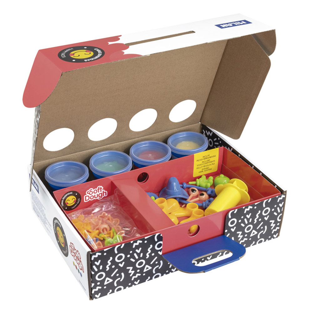 Coffret Pâte à Modeler MILAN Soft Dough Monsieur Heureux 4 pots + accessoires Chez